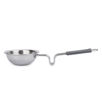 Stainless steel ladle on a white background