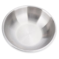 Stainless steel bowl on a white background